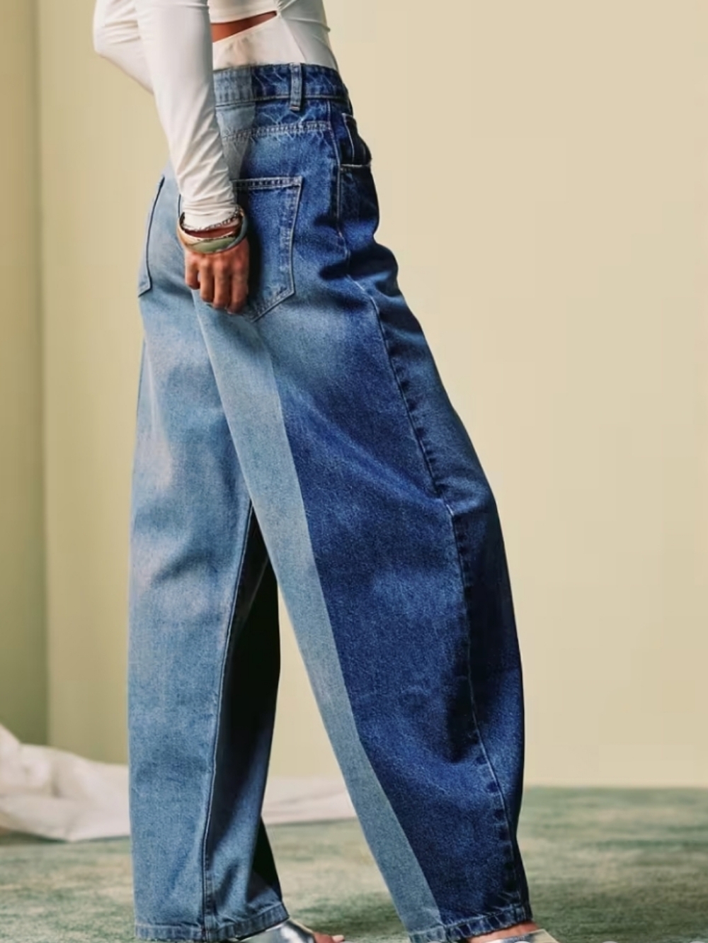 ASOS Two-Tone Blue Barrel Jeans